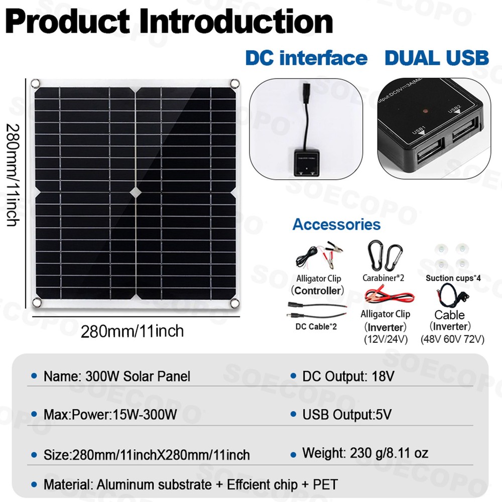30000W High-Efficiency Solar Energy System | 300W Panel + Controller + Inverter