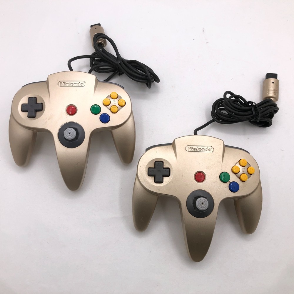 Nintendo 64 Console Gold 2 Controller Bundle Games N64 Japan Tested