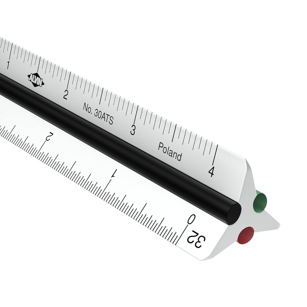 30ATS Mini Aluminum Architect Triangular Scale Ruler, Drawing and Design Tool...