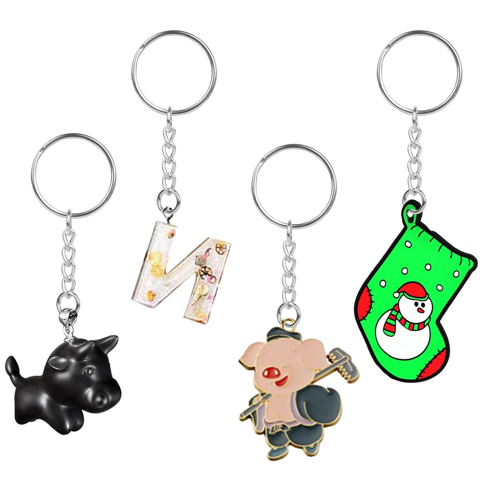 150PCS Sliver Keychain Rings Key Ring with Chain ComboMiddle, silver