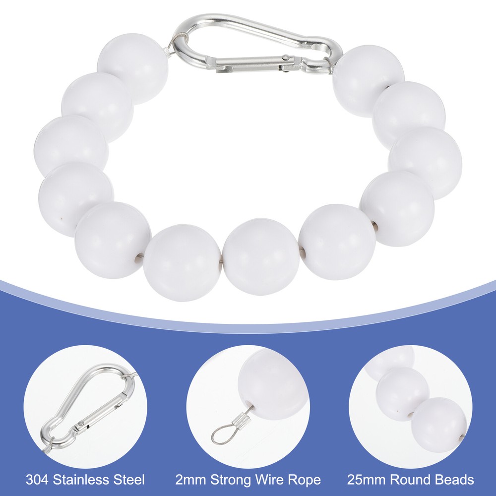 1 Pcs Flag Pole Beaded Retainer Ring, White