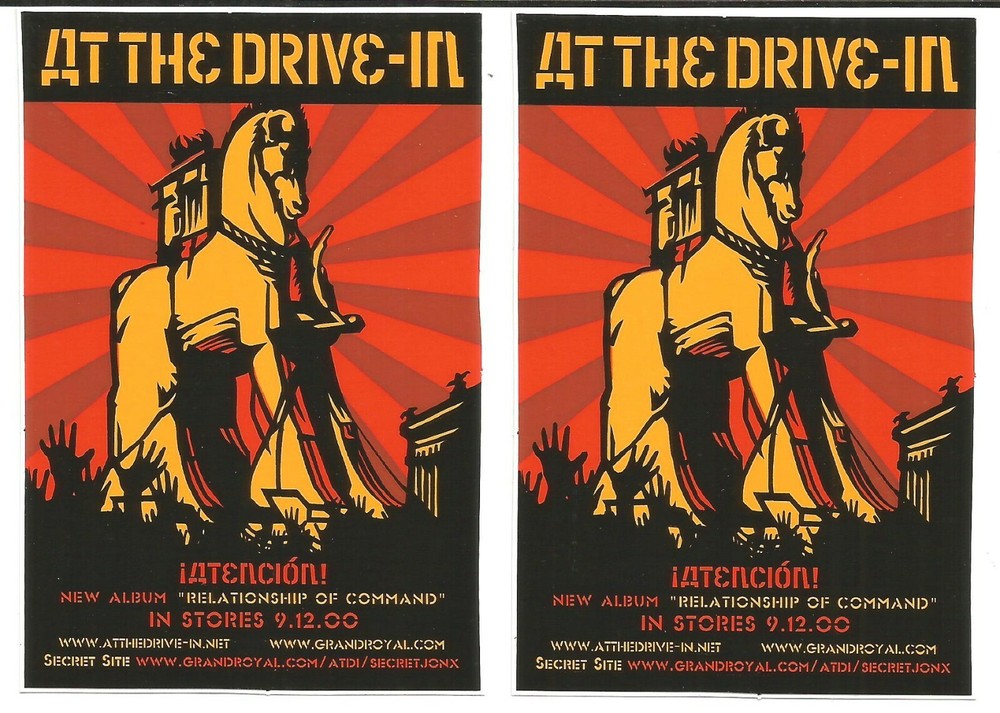 AT THE DRIVE IN Rare SET OF 2 PROMO STICKER 3x4 for 2000 CD Mars Volta Sparta