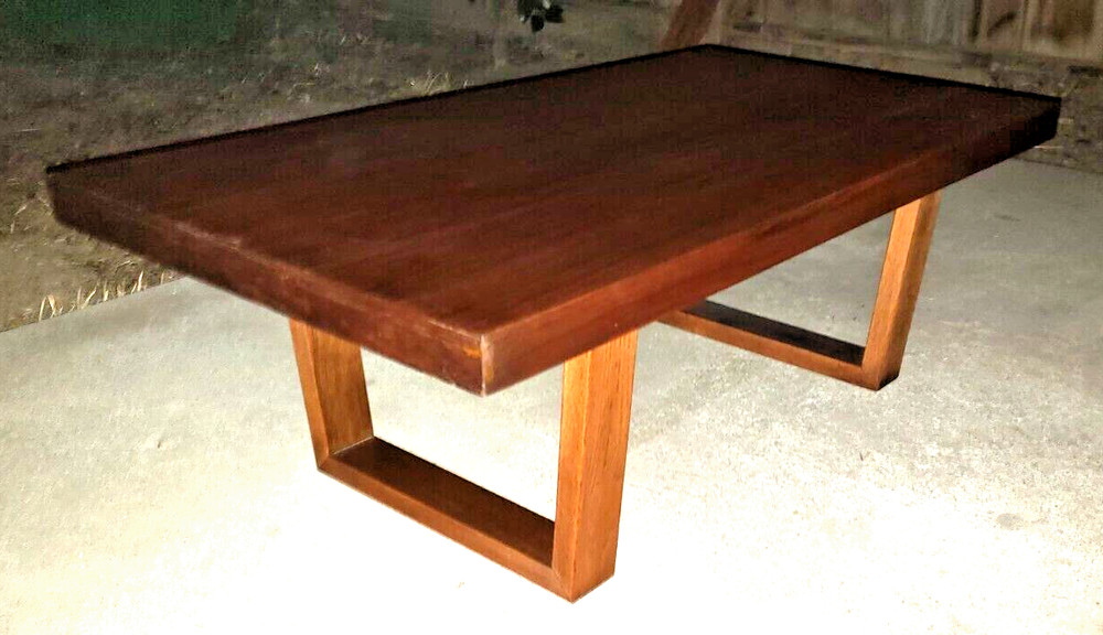 Mid-Century Modern Long Rectangular Walnut Coffee Table Vintage