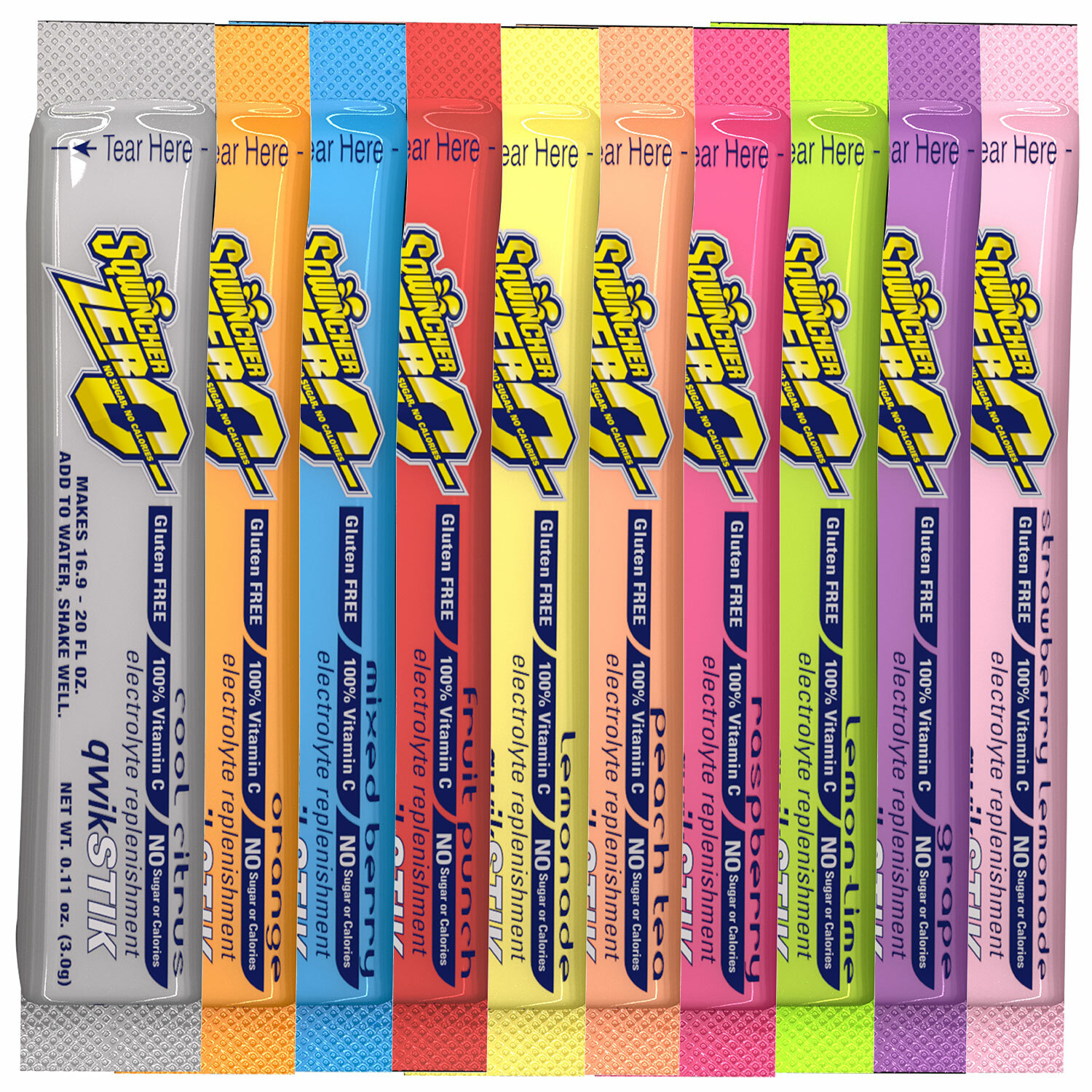 Sqwincher Qwik Stik Sugar Free Electrolyte Powdered Mix Hydration Sticks 50 PK