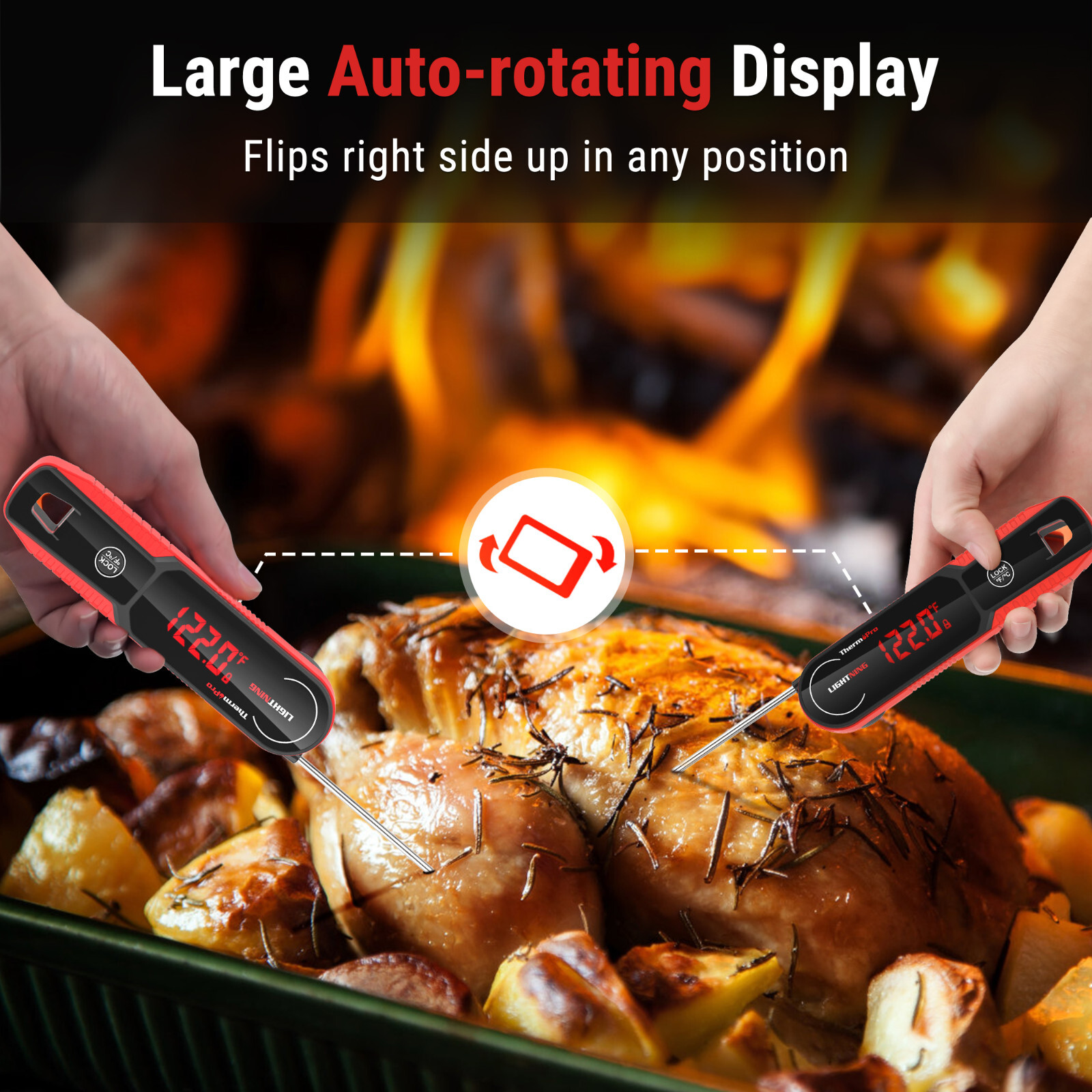 ThermoPro Lightning 1-Second Instant Read Calibratable Meat Thermometer Deep Fry