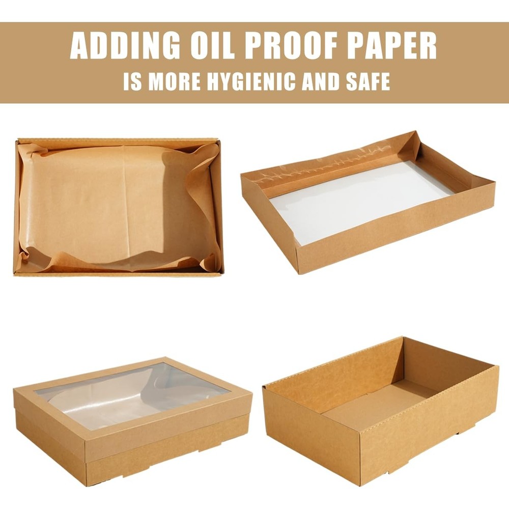 10 Pack Bakery Boxes with Window, 13.78x9.84x3.15 Inch Cookie Boxes, Large Ca...