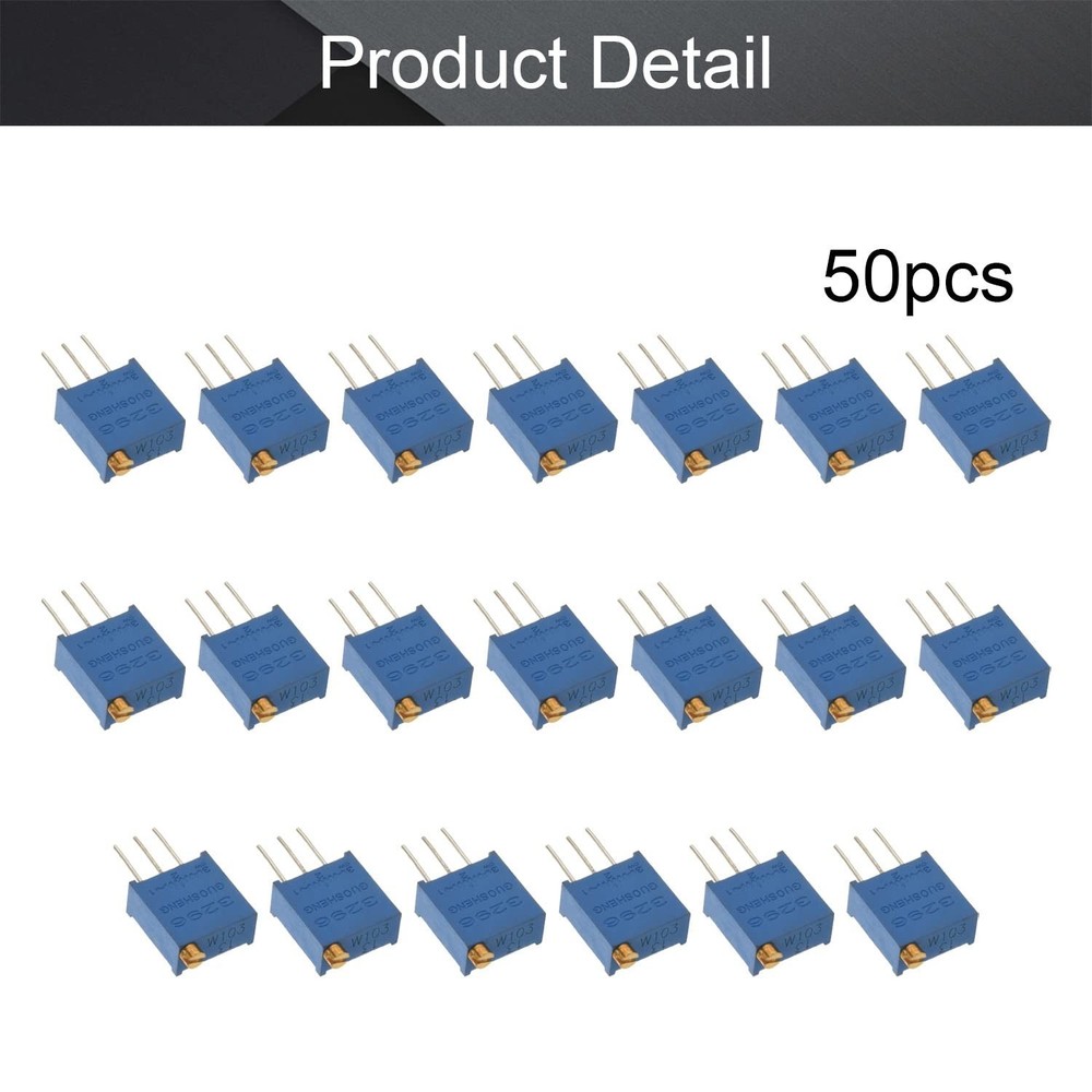 Fielect 50Pcs 10K Ohm Multiturn Trimmer Potentiometer Variable Resistor High ...