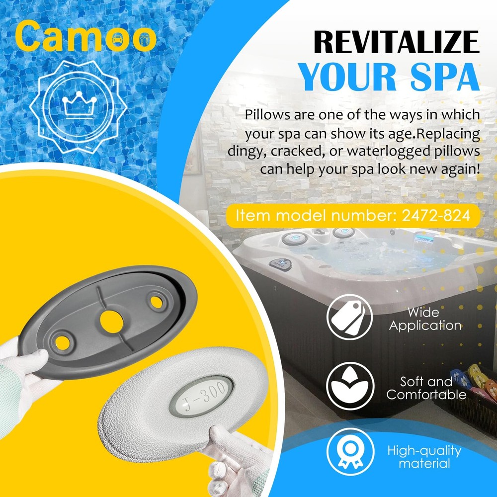 2472-824 Spa Oval Pillow Insert + Back Mount with LED 1-Pack, White