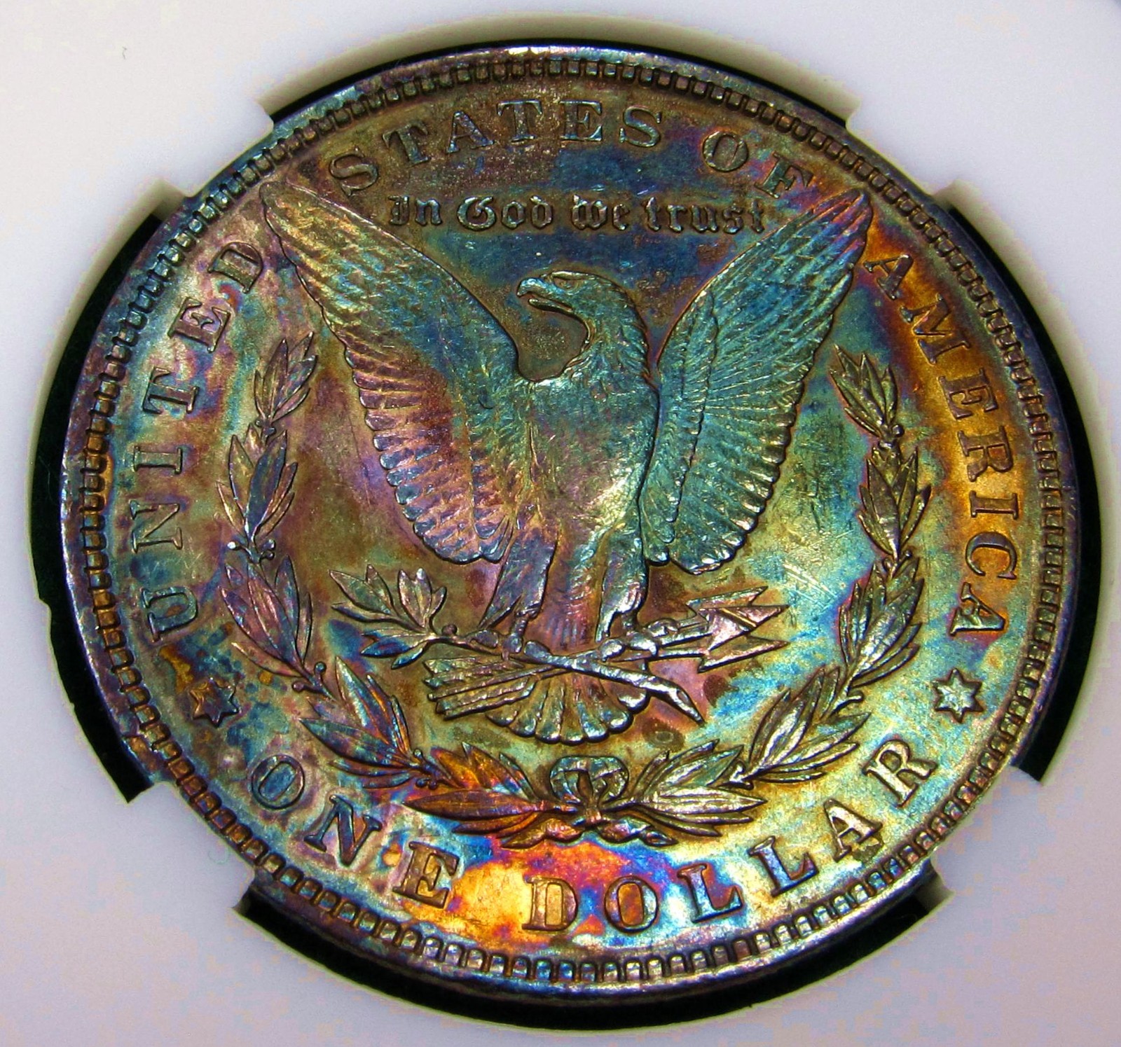 1896 Morgan Dollar Toned Silver ✪ MS ✪ Colorful Rainbow Toning~Gold Magenta Blue
