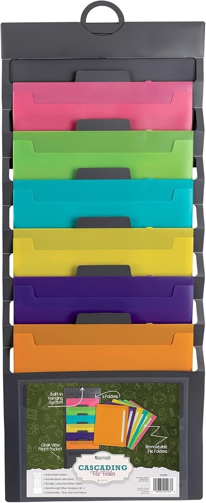 Cascading Wall File Organizer Classrom Organization & Storage 6 Removable Poly