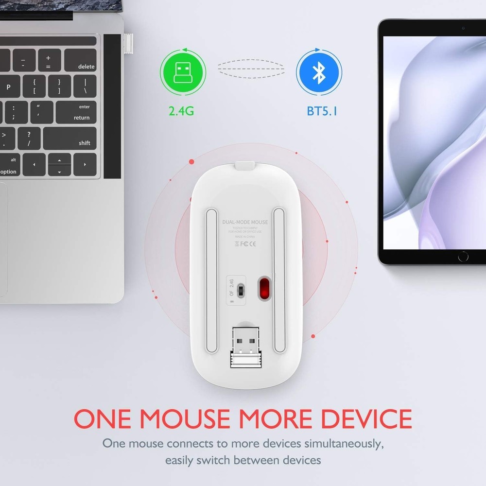 Wireless Bluetooth Mouse for MacBook (Bluetooth 5.2/3.0 and 2.4GHz USB type C )