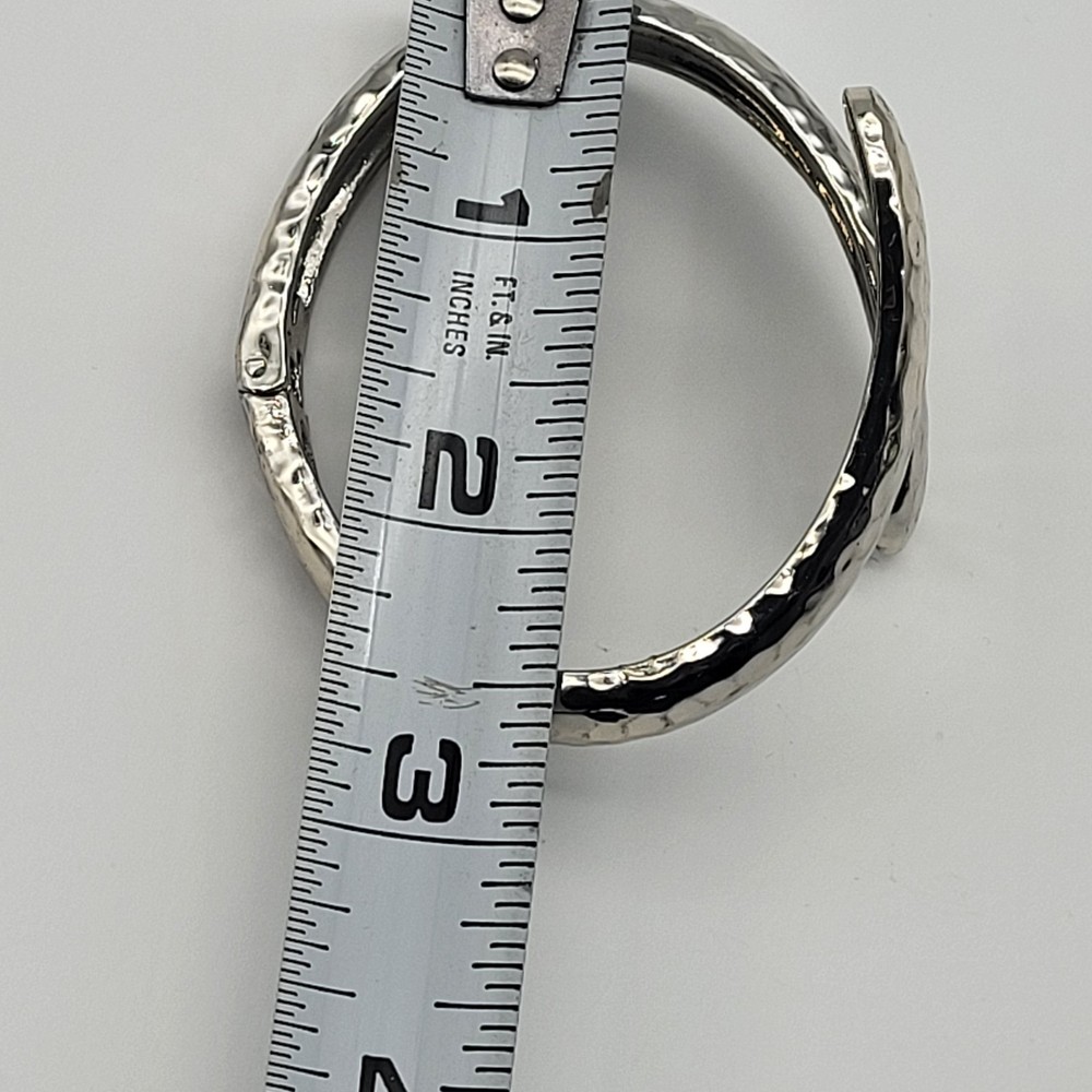 Fun hammered silvertone clamper hinged bracelet Fun resort Boho
