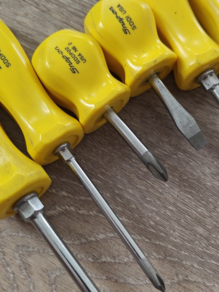 Snap On Tools USA 8pc Yellow Hard Handle Screwdriver Set Phillips Flat