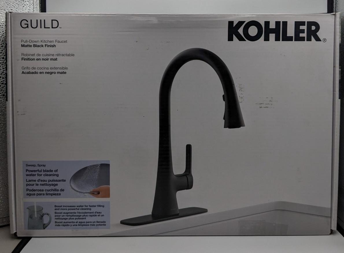 Kohler - Guild - Pull-Down Kitchen Faucet - Matte Black Finish- New Open Box
