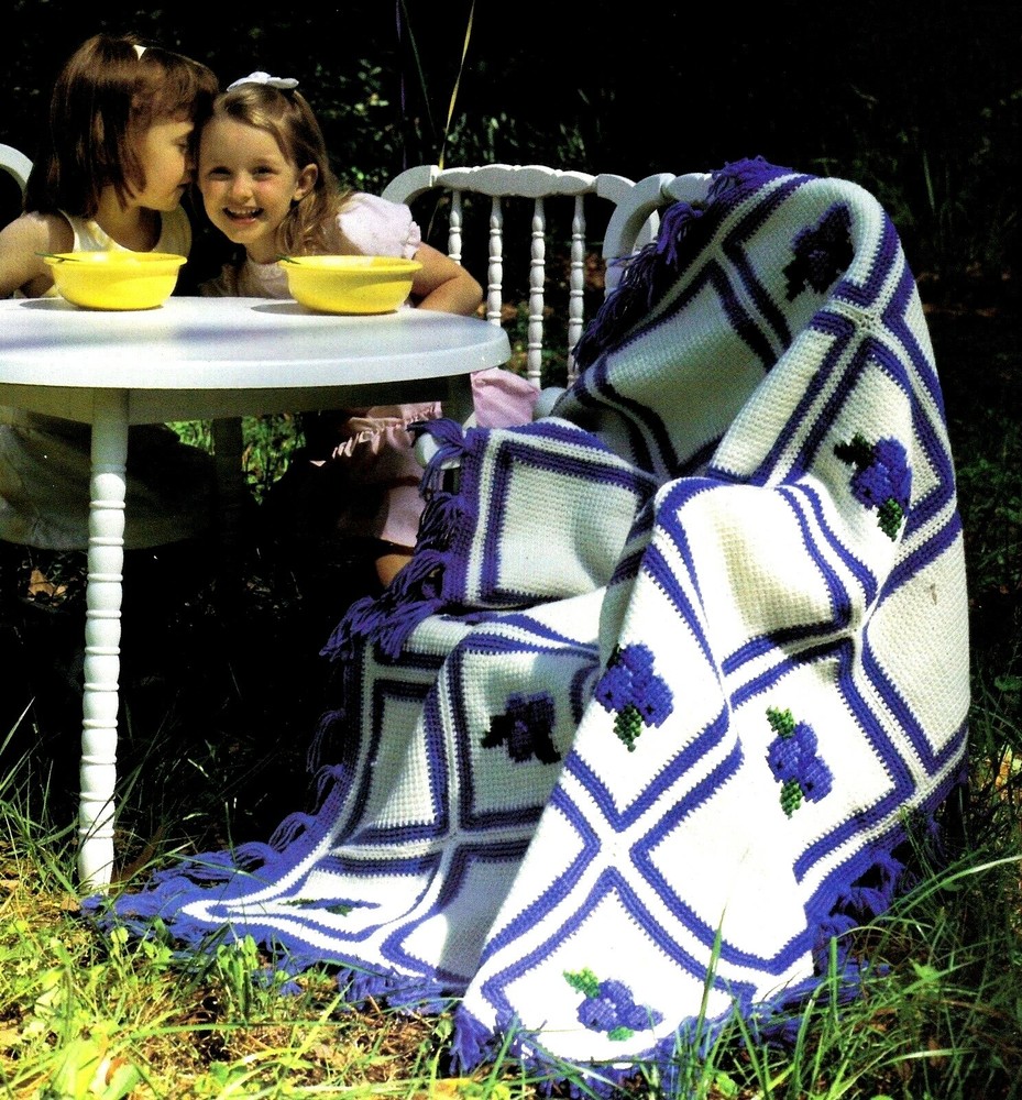 SPRING Blueberries & Cream Afghan/Crochet Pattern INSTRUCTIONS ONLY