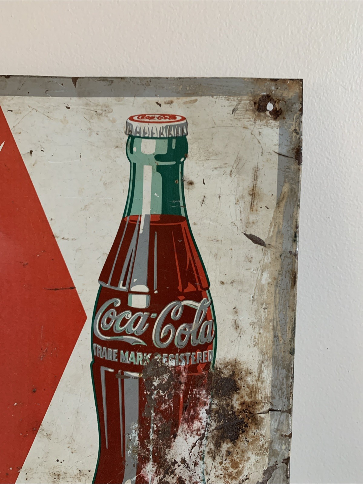 Original Mid Century Vintage Coca Cola Metal Sign Coke Advertising 33.5” X 11.5”