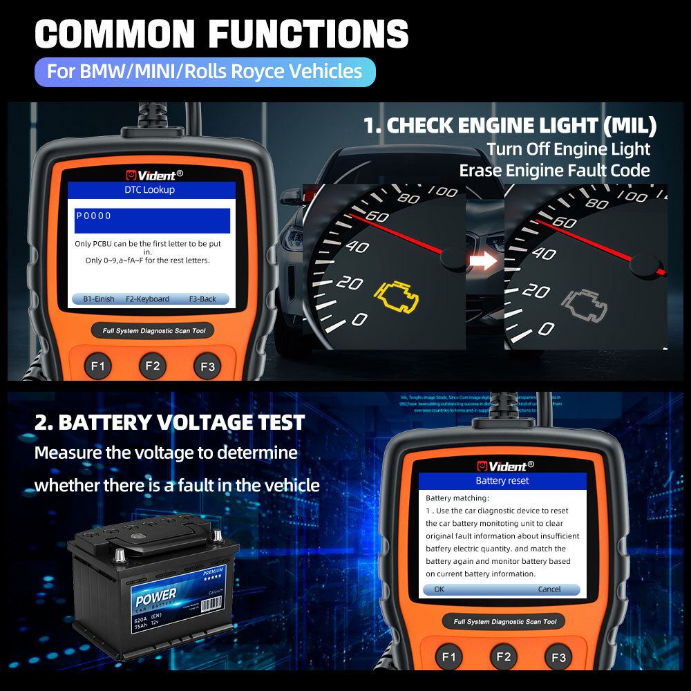 Vident V302Pro Code Reader For BMW All System Diagnostic Tool 14+Reset Oil Reset