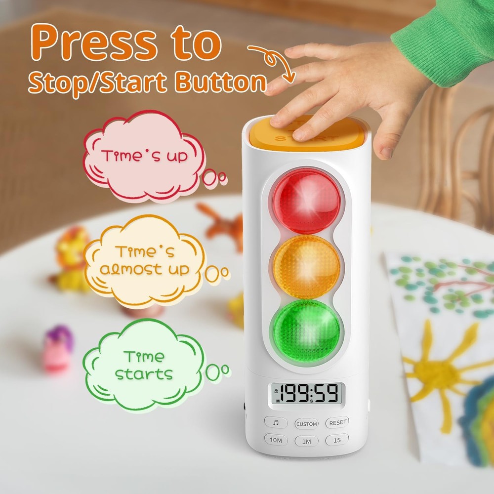 Traffic Light Visual Audio Digital Timer, LCD Display Volume Adjustment, with...