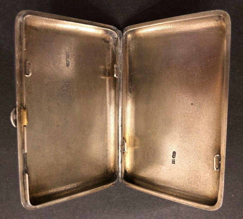 Antique Imperial Russian Engraved 84 Silver Cigarette Case