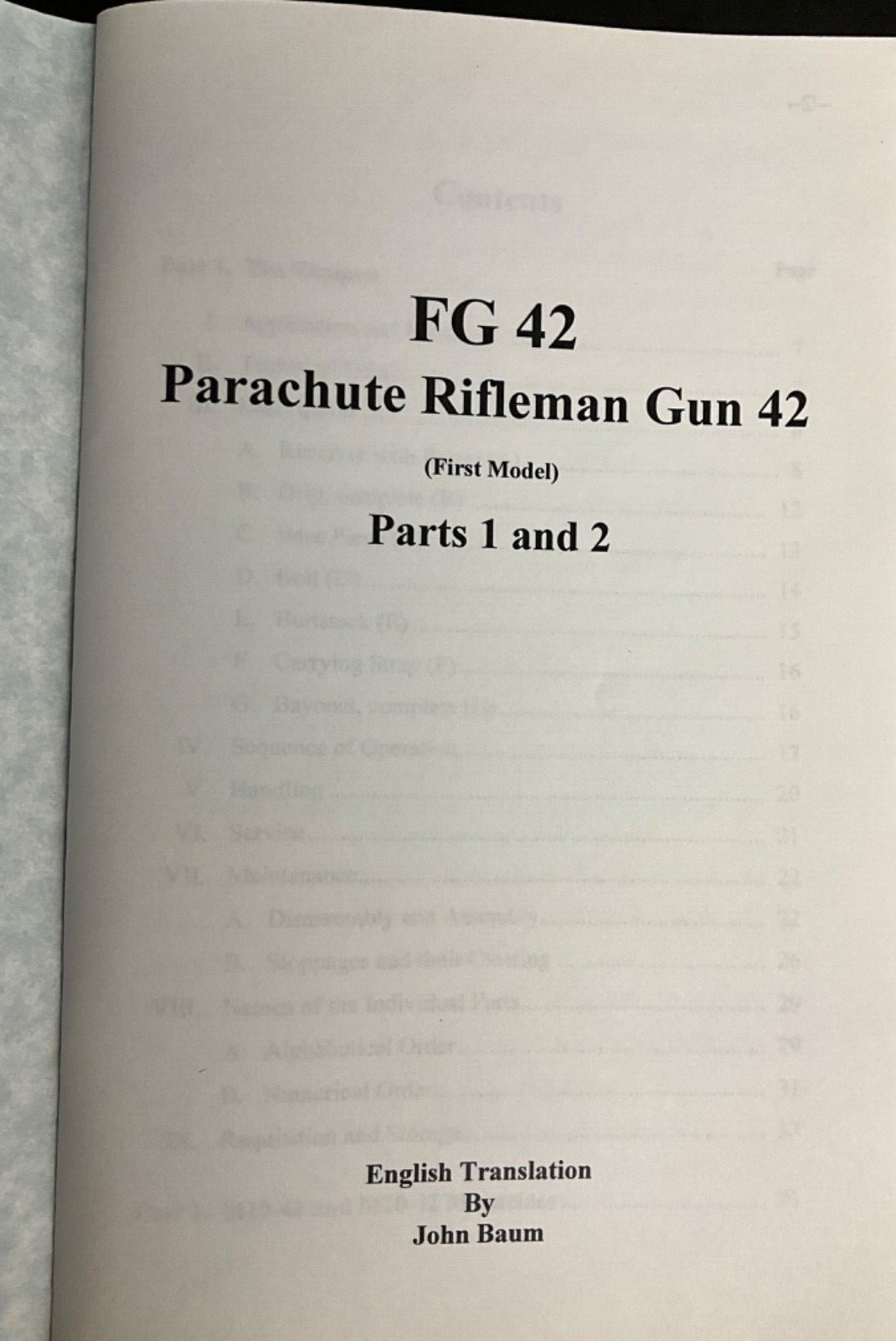 MANUAL FG 42 PART 1 & 2 GERMAN PARACHUTE RIFLEMAN MILITARIA COLLECTIBLE