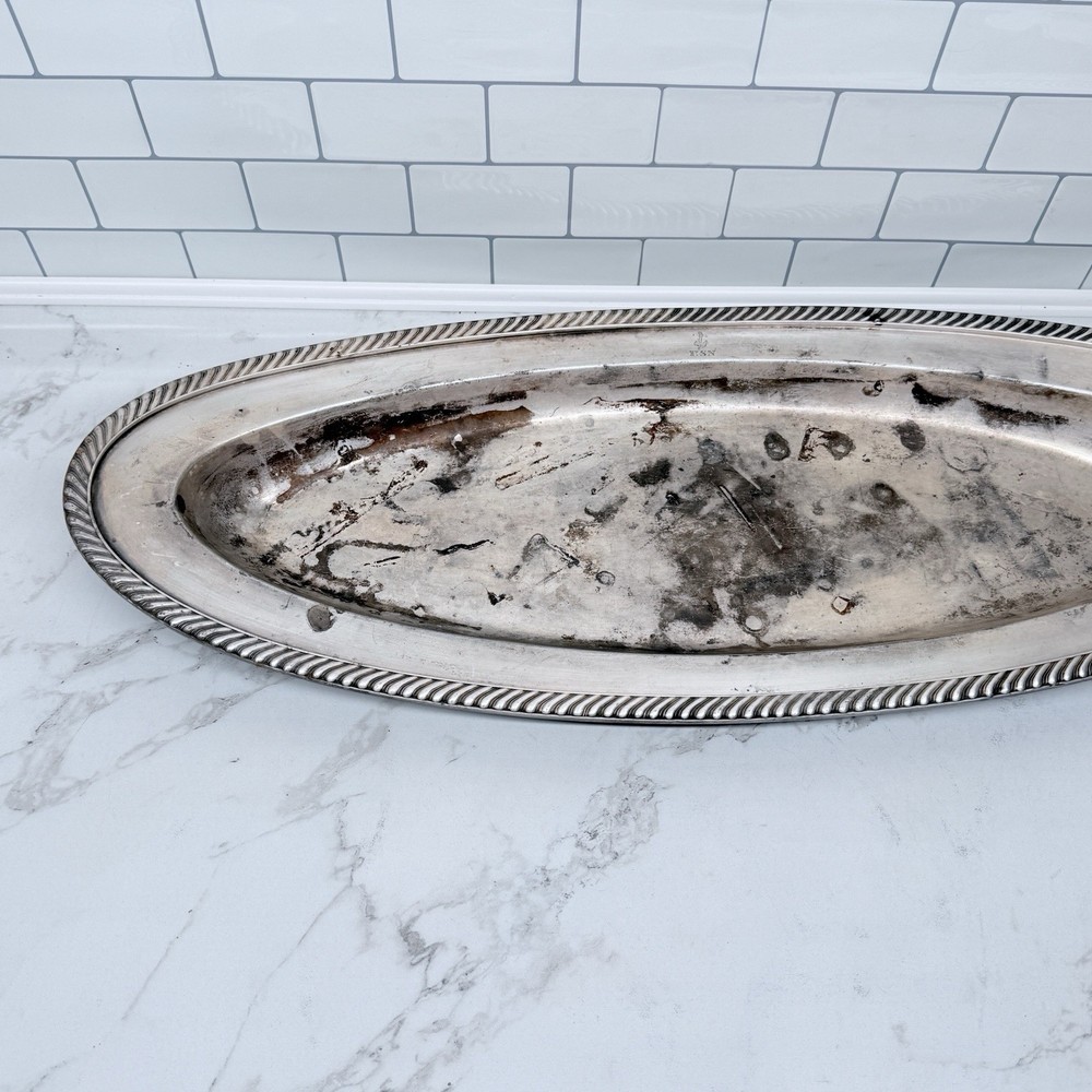 VINTAGE REED & BARTON SOLDERED SILVER SERVING PLATTER PLATE 3000 24 In