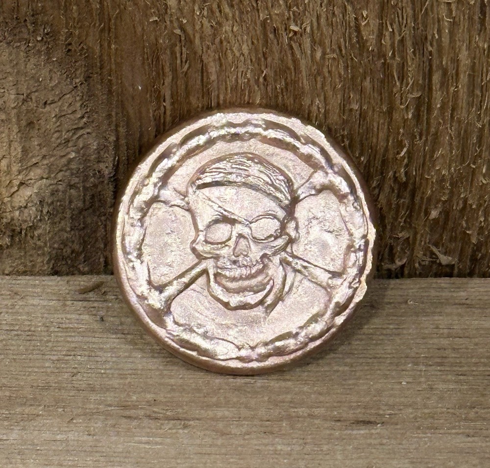 3-4 oz .999 Solid Copper Pirate Coin