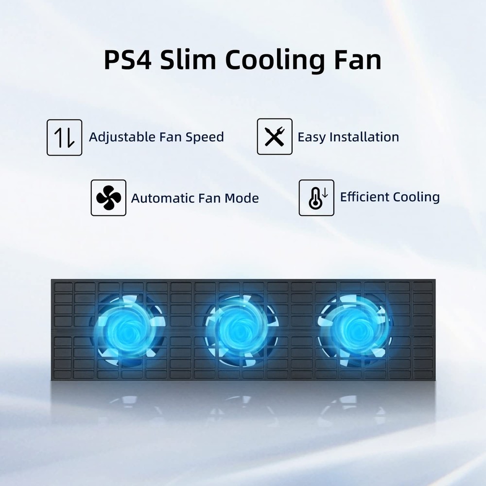 Intelligent 3-Fan Cooling System for PS4 Slim - Automatic Temperature Control