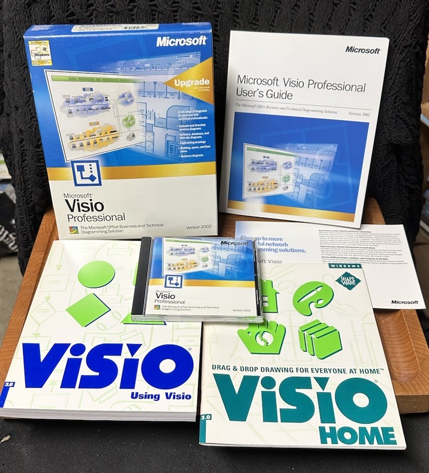 VINTAGE - Microsoft Visio Professional Version 2002 -Big Box Software PC Windows