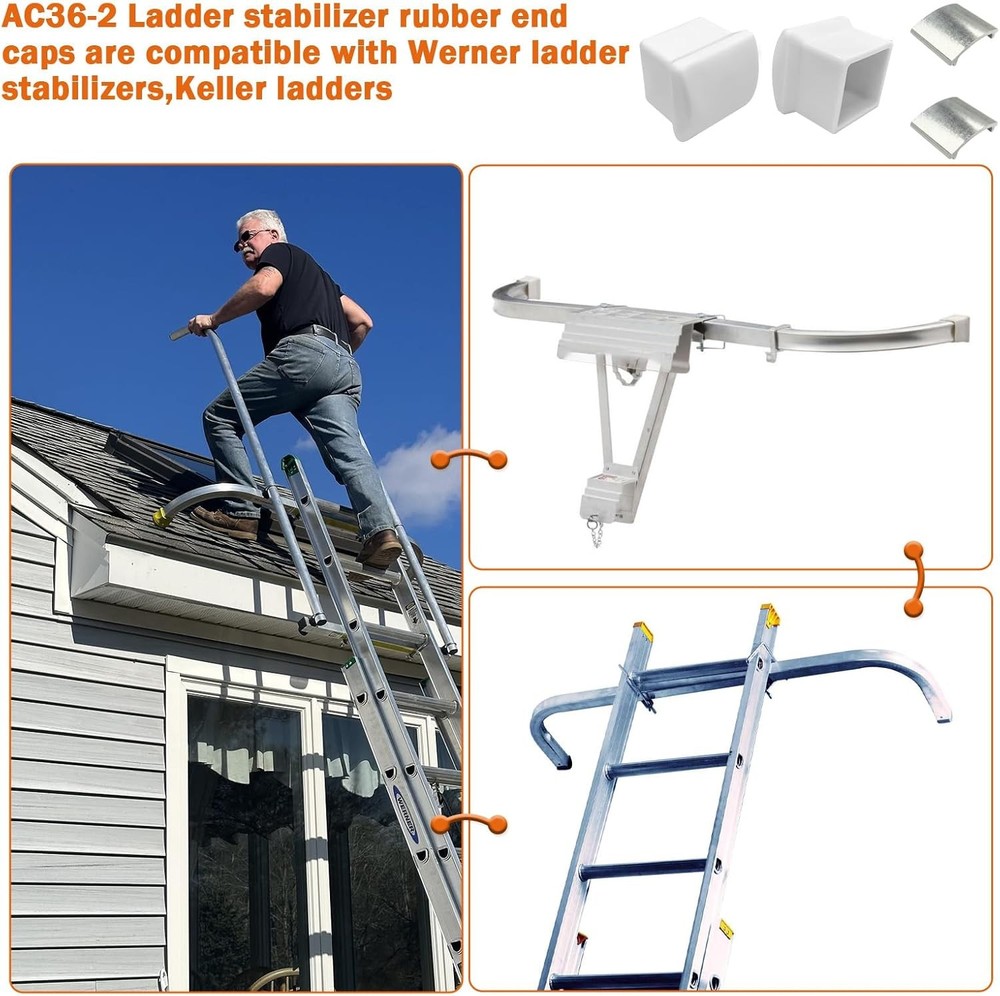 AC36-2 Ladder Stabilizer Rubber End Caps Compatible with Werner 2 PACK