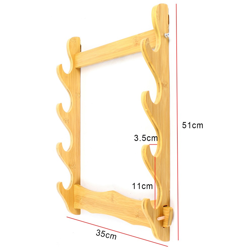 Wall-Mounted Display Rack Sword Mount Stand 4-Layer Bamboo Mount Display Stand
