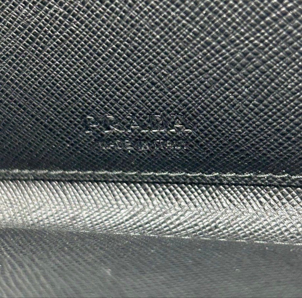 Prada Two-Fold Wallet Saffiano Leather Triangle Logo Black