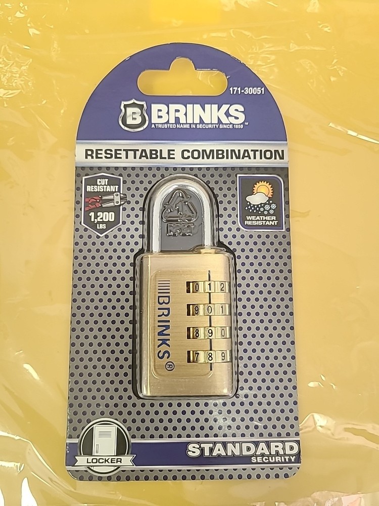 BRINKS - 30mm 4-Dial Resettable Padlock - Chrome Plated  Hardened Steel Shackle