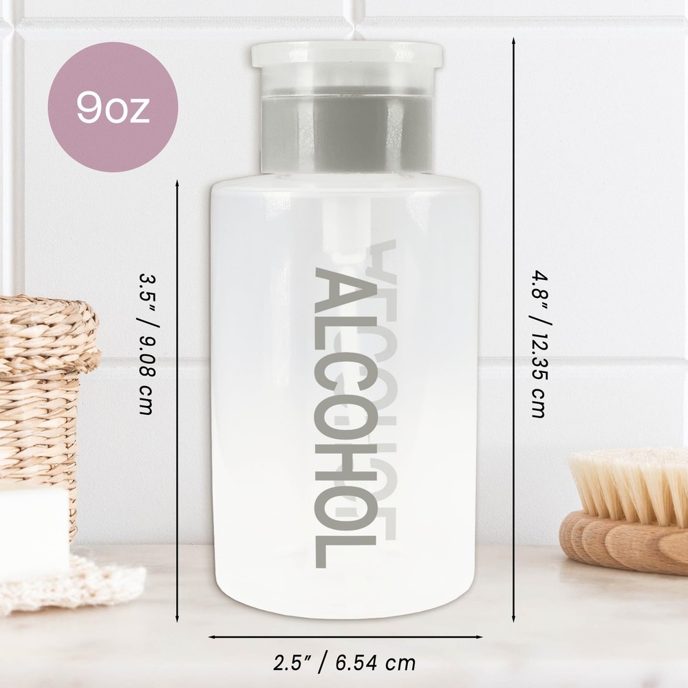 9oz Gray with Word Imprint Push Down Pump Dispenser Empty Refillerable Bottle...