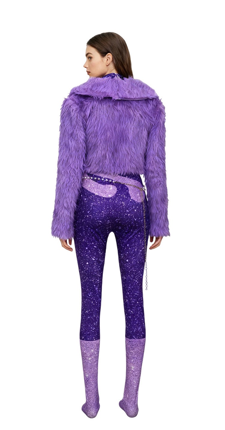 Kids Zootopia 2 Gazelle Cosplay Costume Antelope Singer Jumpsuit Purple Coat