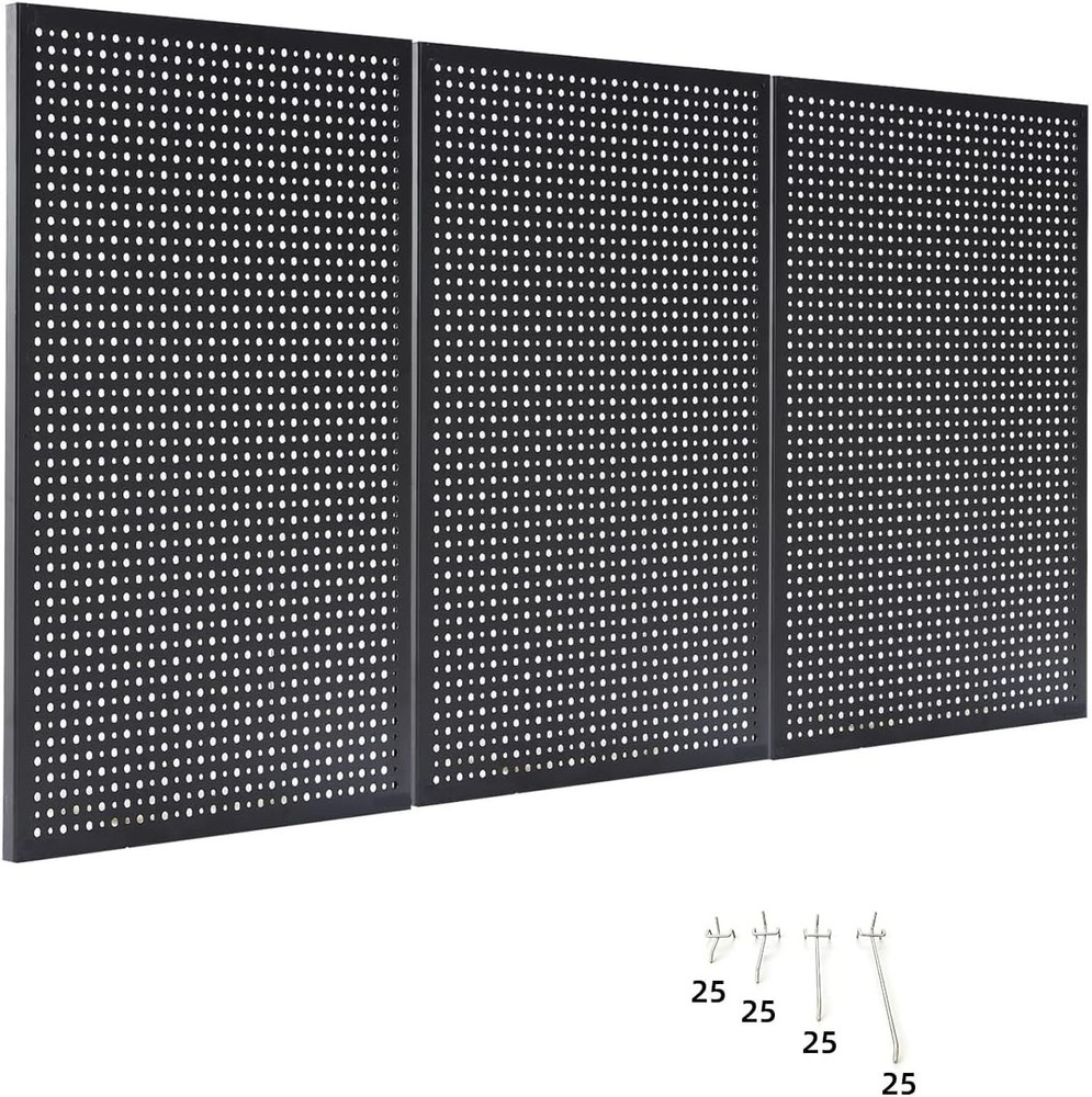 Metal Pegboard Kit 36x20 Inch Wall Panel with Hooks