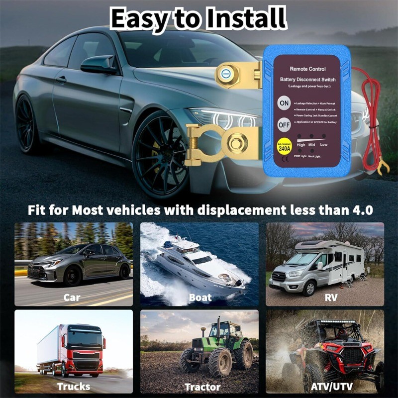 Remote Control Car Battery Switch Disconnect Power Kill Master Isolator Cut Off