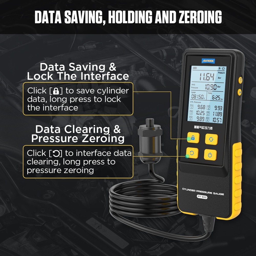 Gasoline Engine Cylinder Pressure Tester Digital Engine Compression Gauge Tester