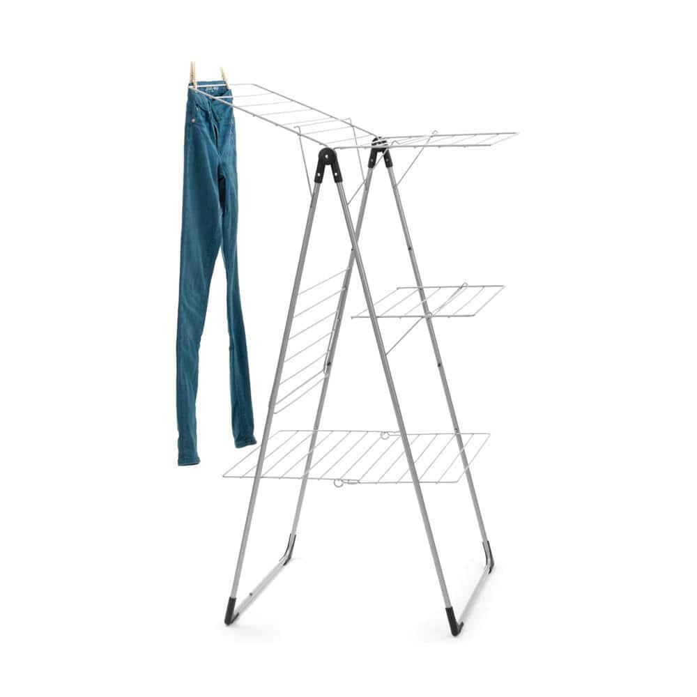 Tower Clothes Laundry Drying Rack Metallic Gray Adjustable Wings Foldable New