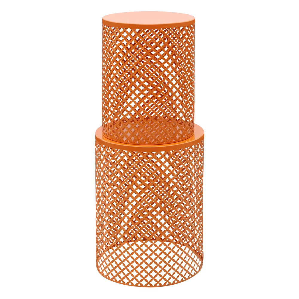 2Pcs Indoor/Outdoor Side Table, Metal Frame Accent Table, Modern End Table
