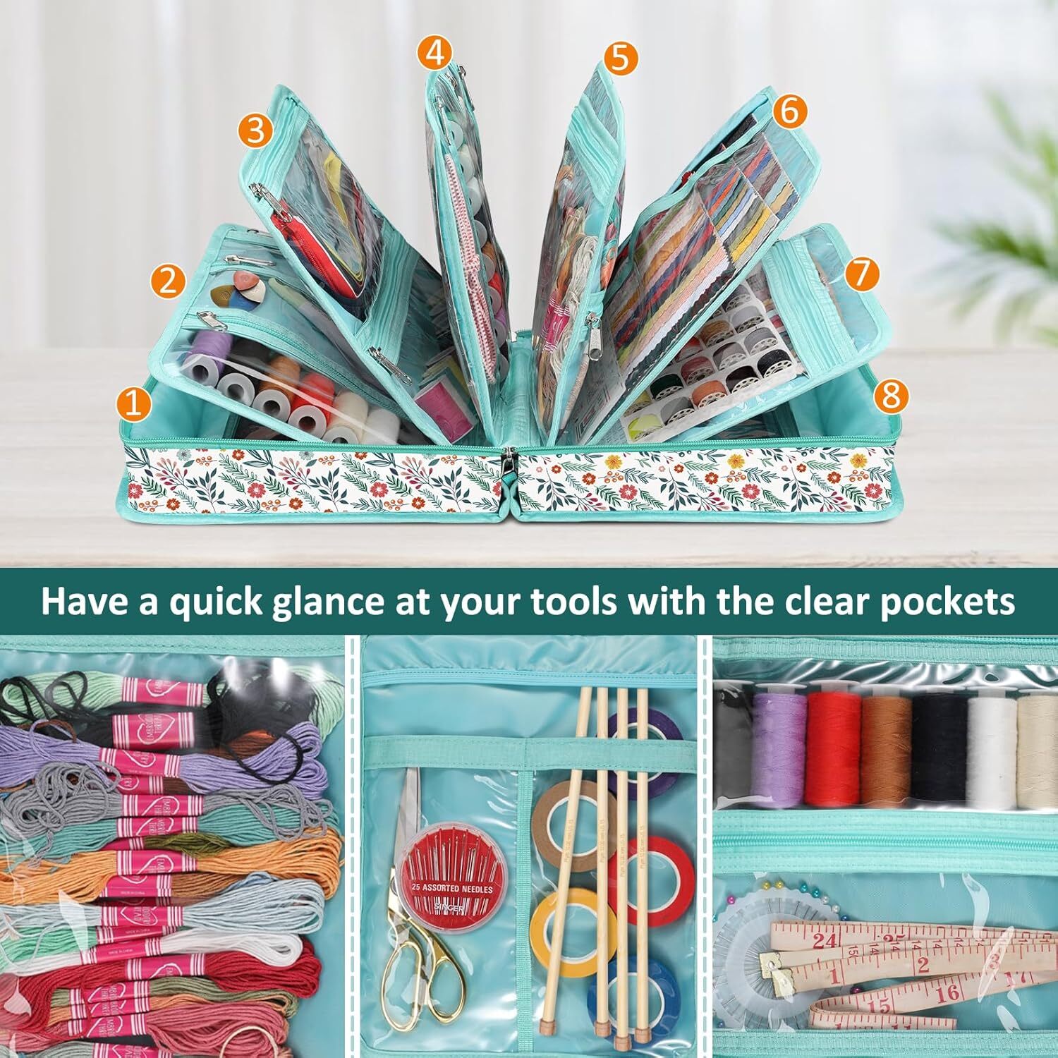 Sewing and Craft Supplies Storage Tote, Large Capacity Travel Packing Organizer