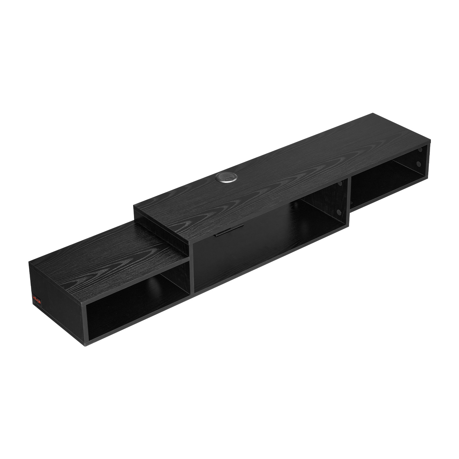 Floating TV Stand 59" Entertainment Center Power Outlet & Cable Hole Black