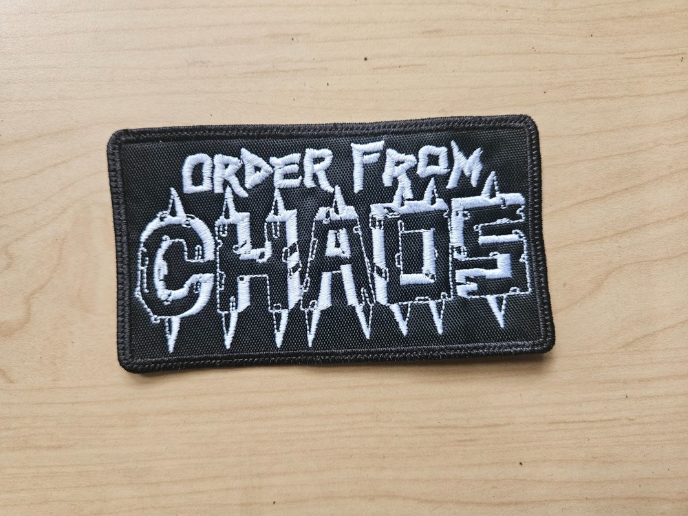 ORDER FROM CHAOS, SEW ON WHITE EMBROIDERED PATCH