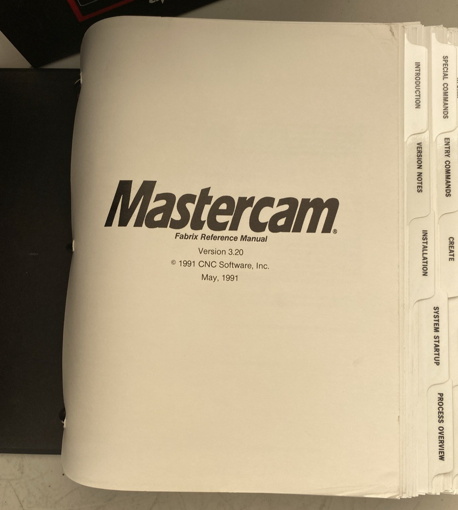 VTG 1991 Mastercam CNC Software Inc Fabrix Reference Manual Version 3.20 No Disk