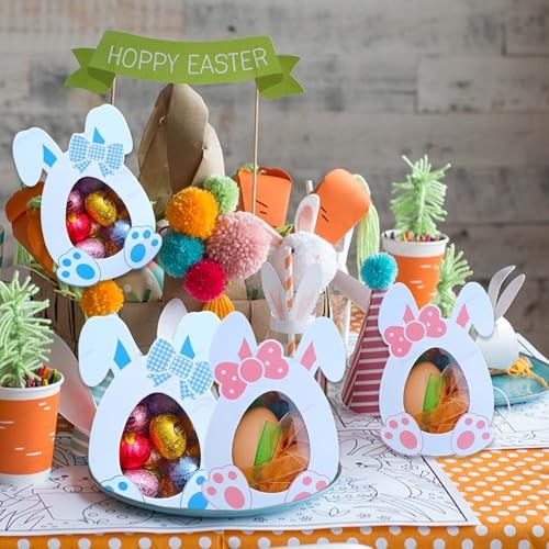 20 Pcs Easter Eggs Candy Treat Boxes Bunny Storage Holder Containers with