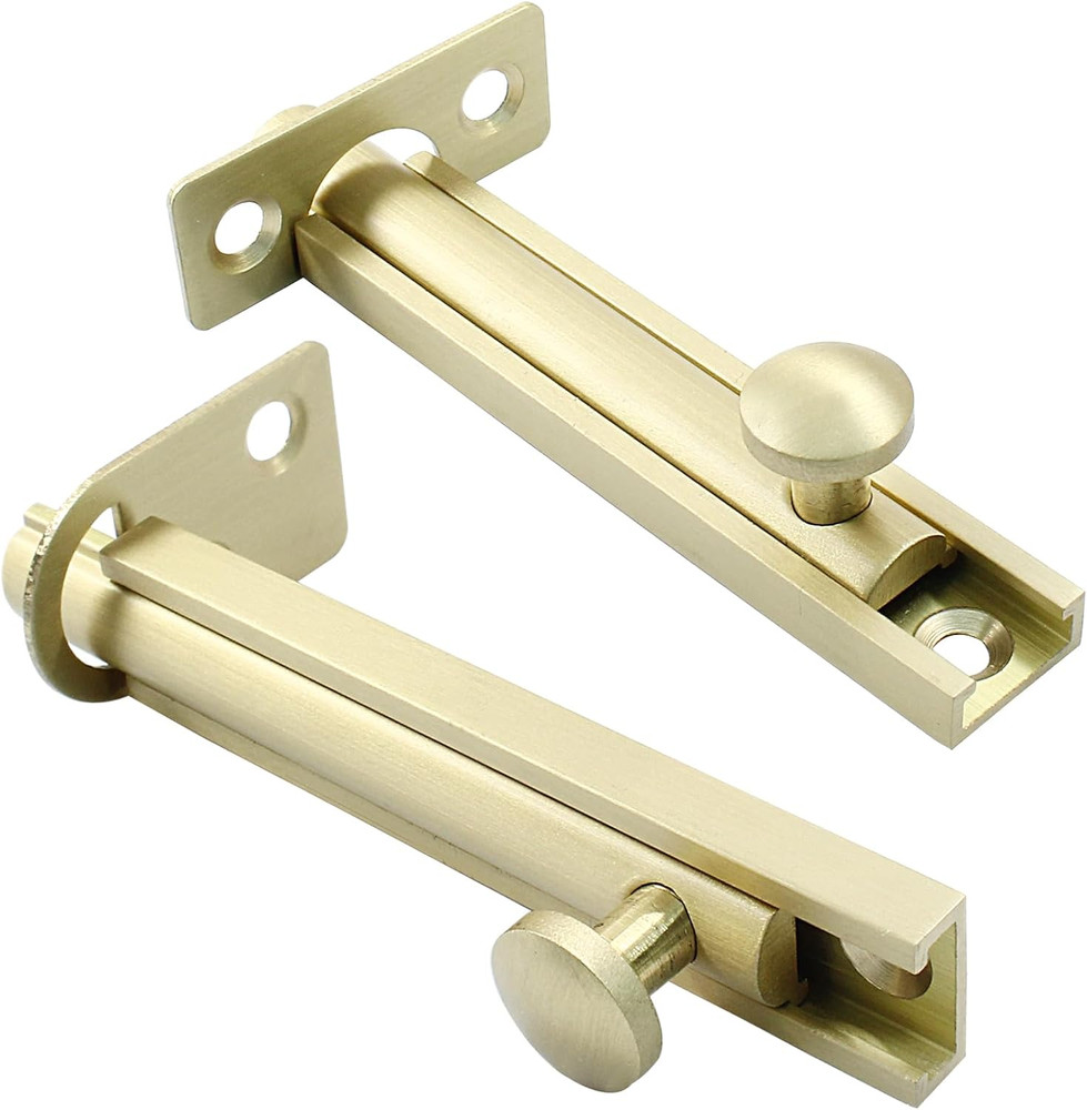 3 Inch Solid Brass Surface Bolt, Brass Slide Bolt Latch, Cabinet Surface Bolt wi