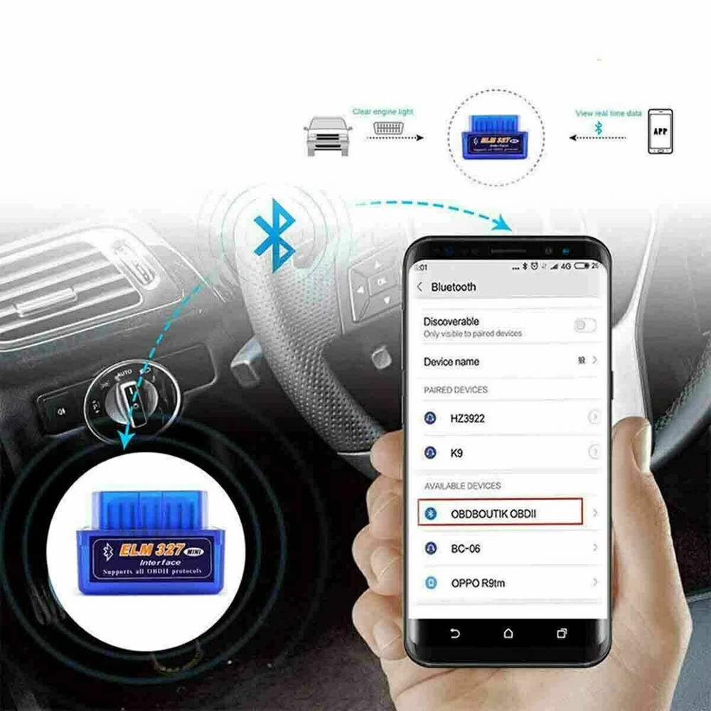 OBD2 Car Bluetooth Scanner Code Reader OBDII ELM327 Read Tool For iPhone