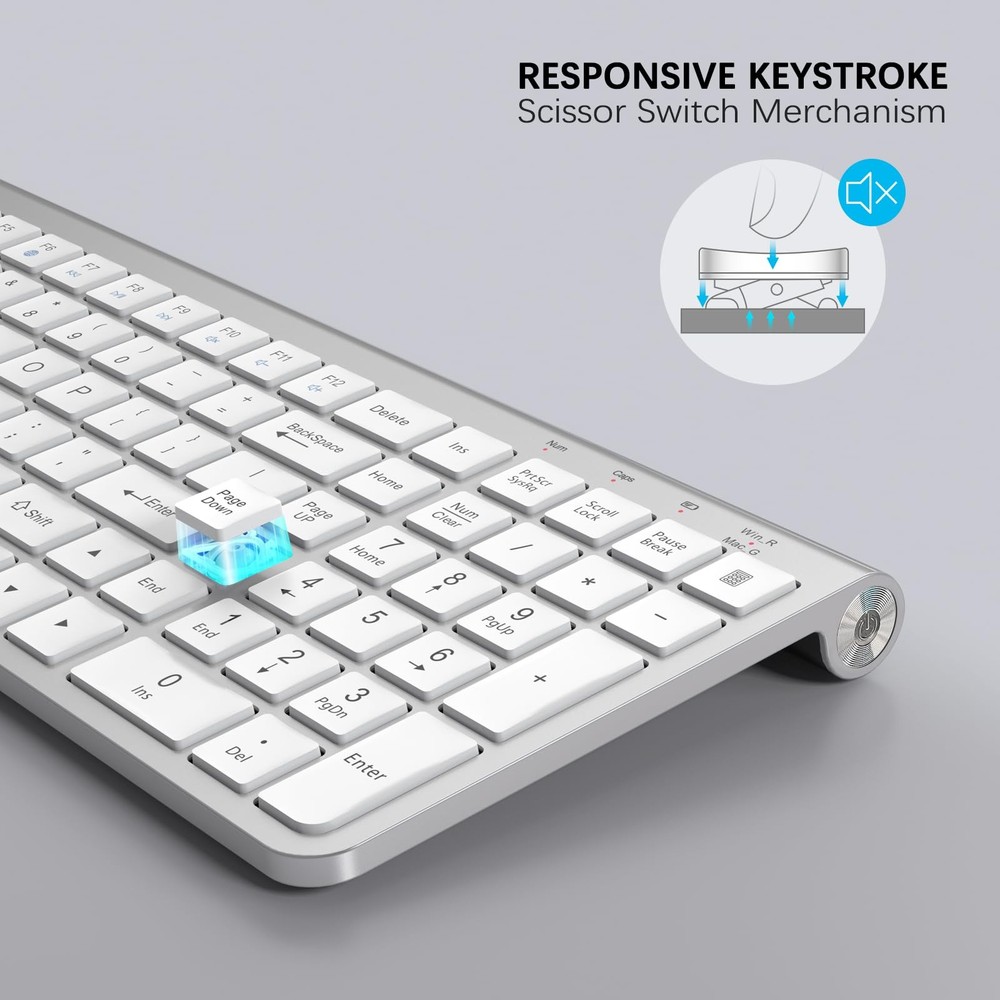 Wireless Keyboard ErgonomicDustproof2.4G Slim and Compact Quiet Wireless Keyb...