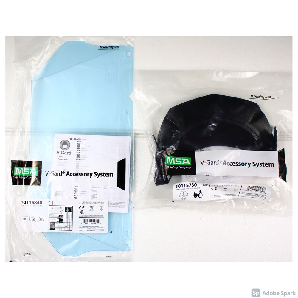 NEW MSA V-Gard Faceshield Clear Visor 10115840 & Frame 10115730 BLACK - BUNDLE