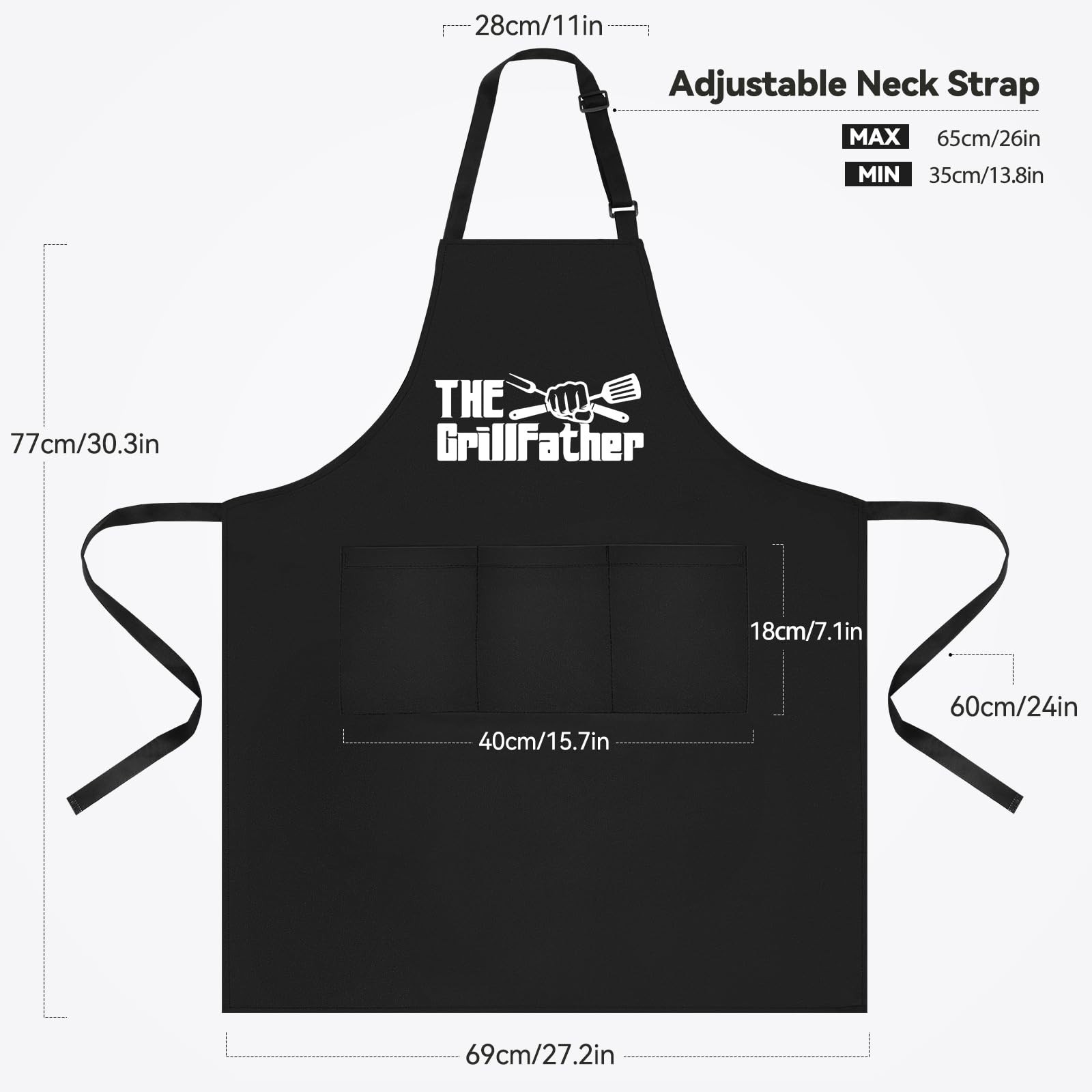 Funny Aprons for Men, Chef Apron with 3 Pockets, Perfect for Kitchen Cooking,...