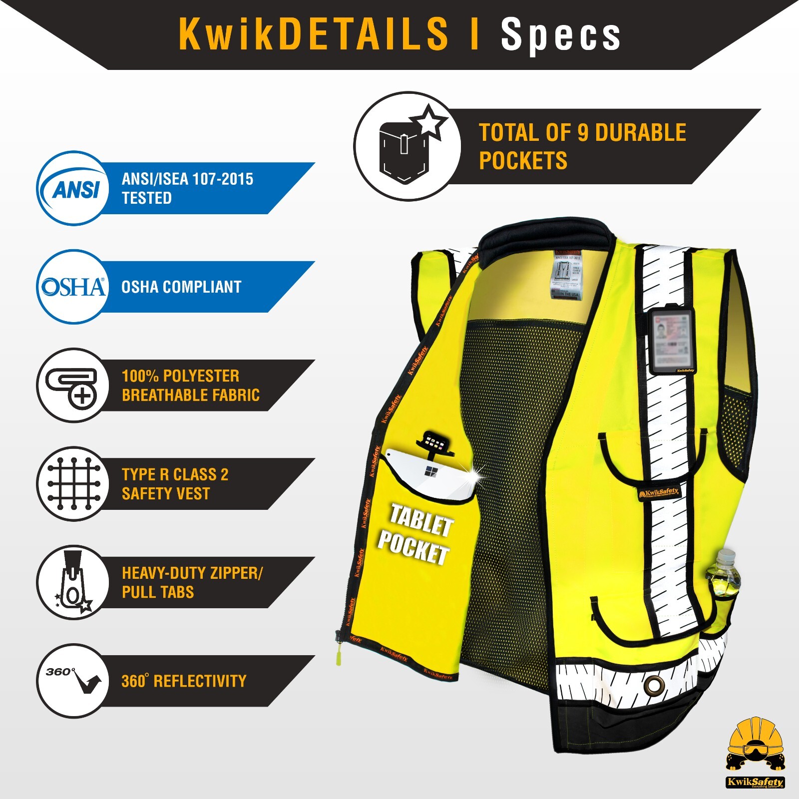 KwikSafety GODFATHER SPECIALIST Safety Vest [CUSHION COLLAR] Class 2 ANSI OSHA